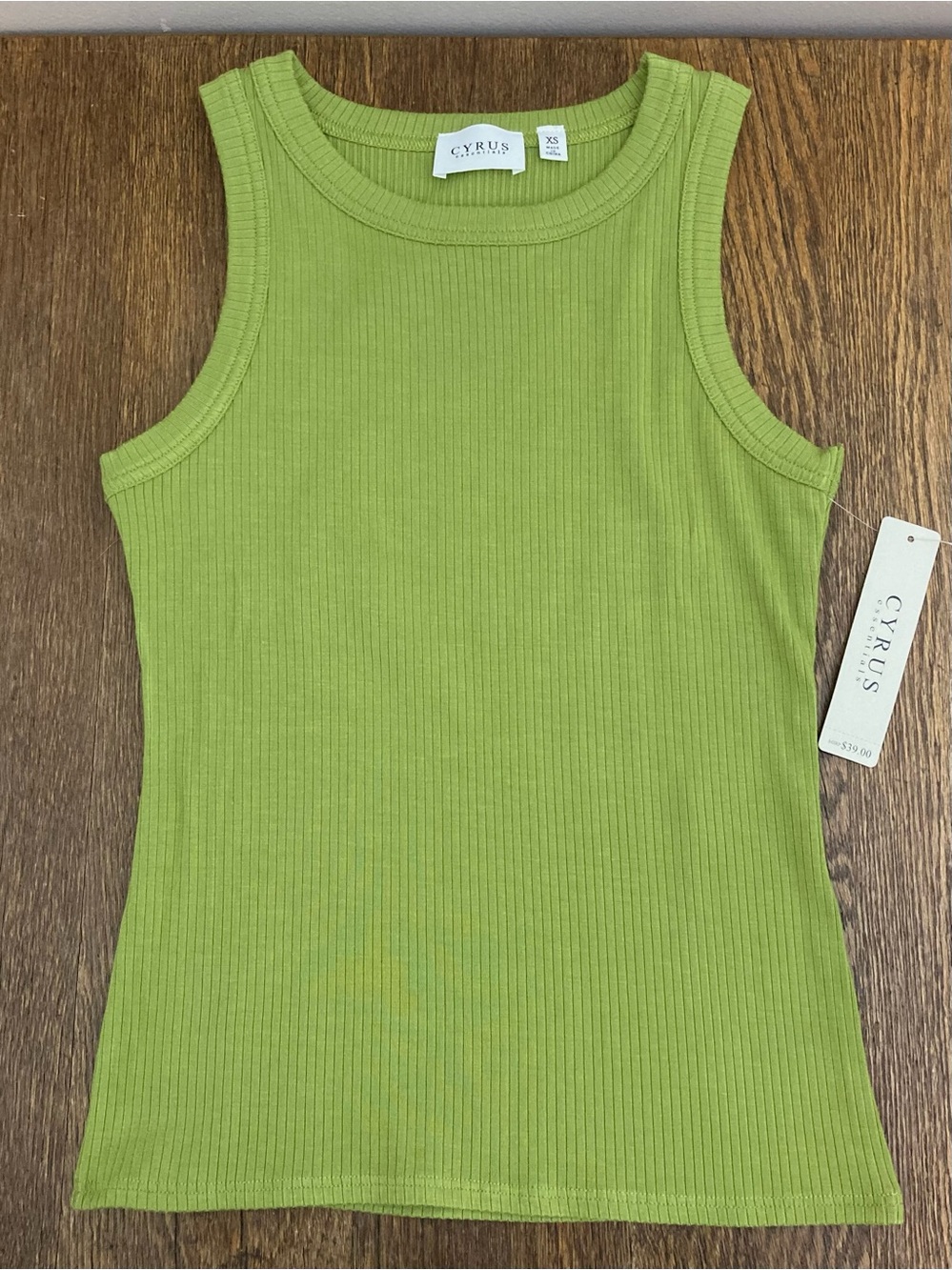 Cyrus Essentials Ribbed Tank Top Women’s Size XS Deco Green NWT